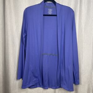 L.L. Bean 100% Supima Cotton Split Back Open Front Purple Cardigan - Size Medium